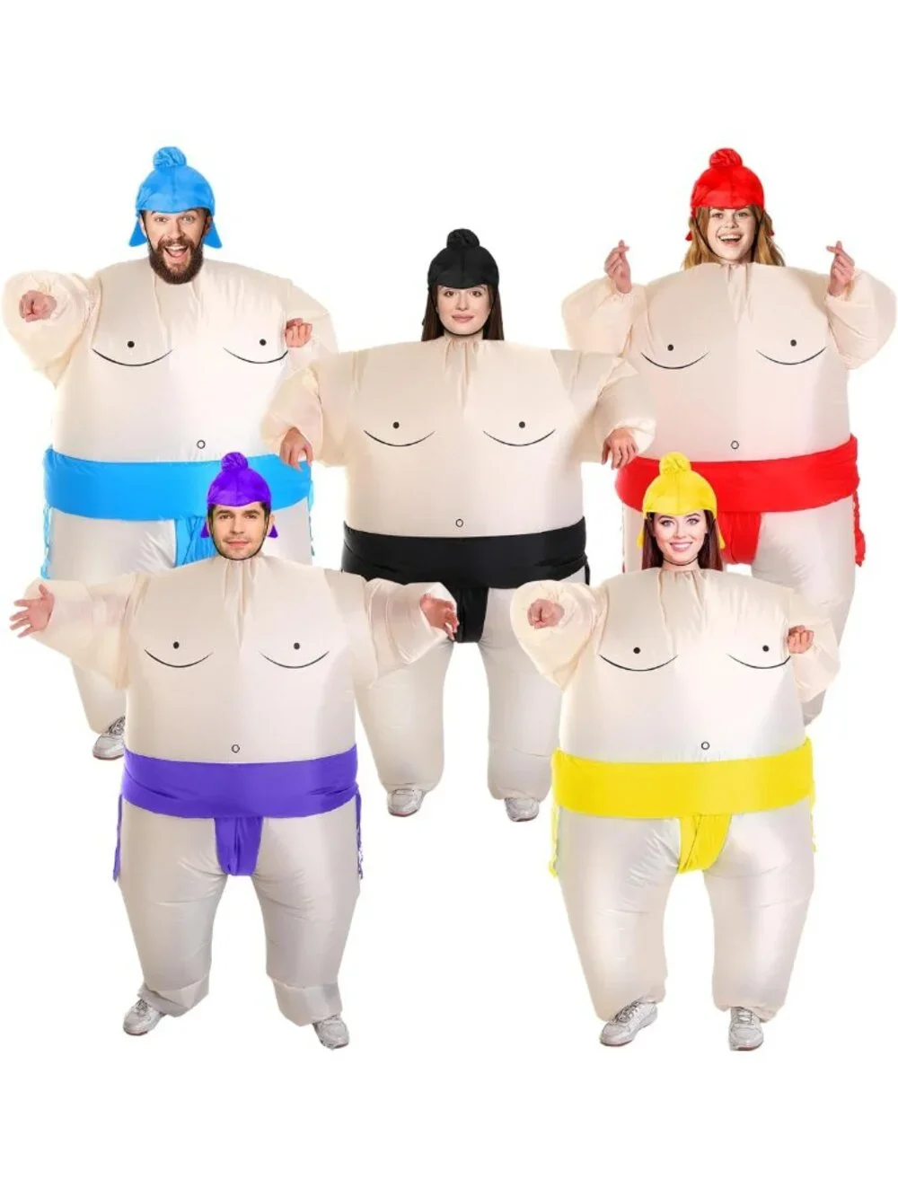 5 Pack Inflatable Sumo Costumes for Adults - Fun Halloween Wrestling Suits